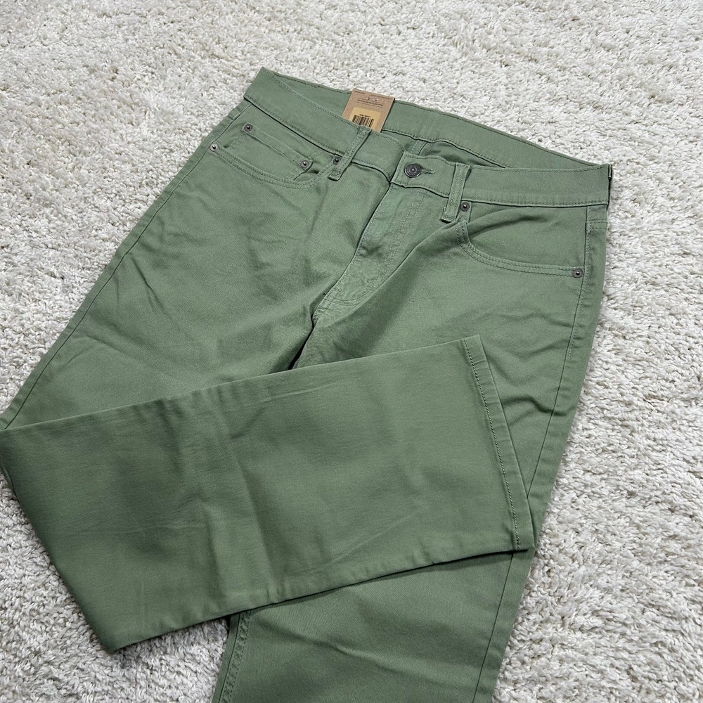 Levi's 514 Straight Jeans 32x30 Olive Green Stretch Twill Cotton New with Tags